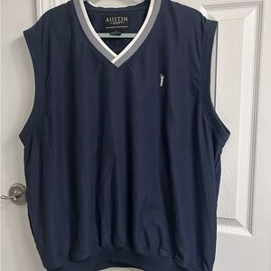 Austin Golf Navy V-Neck Golf Vest with White Trim